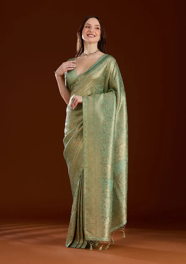 Pista_Green_Zariwork_Art_Silk_Silk_Saree