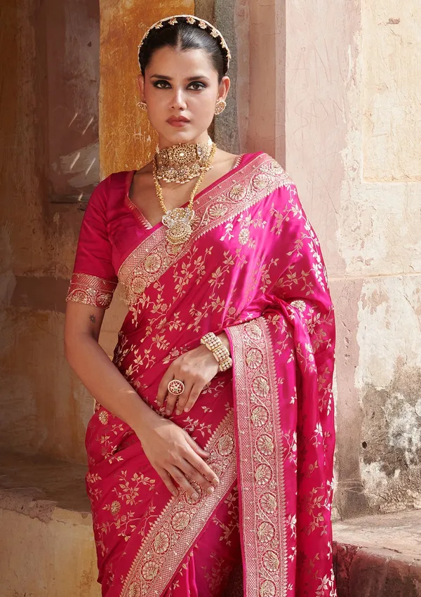 Magenta_Pink_Aariwork_Pure_Silk_Silk_Saree