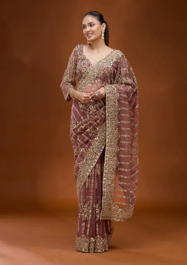 Onion_Pink_Cording_Net_Saree