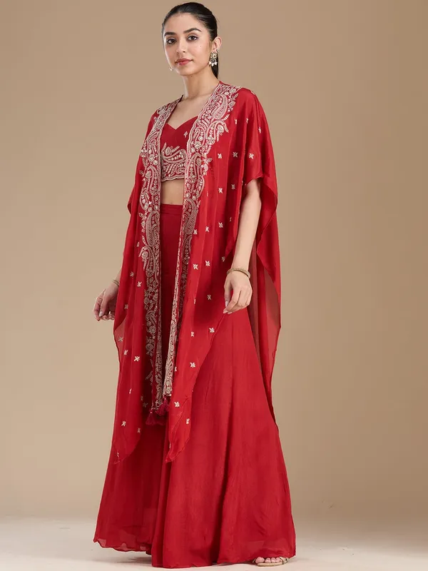 Rust_Zariwork_Gold_Chiffon_Readymade_Salwar_Suit