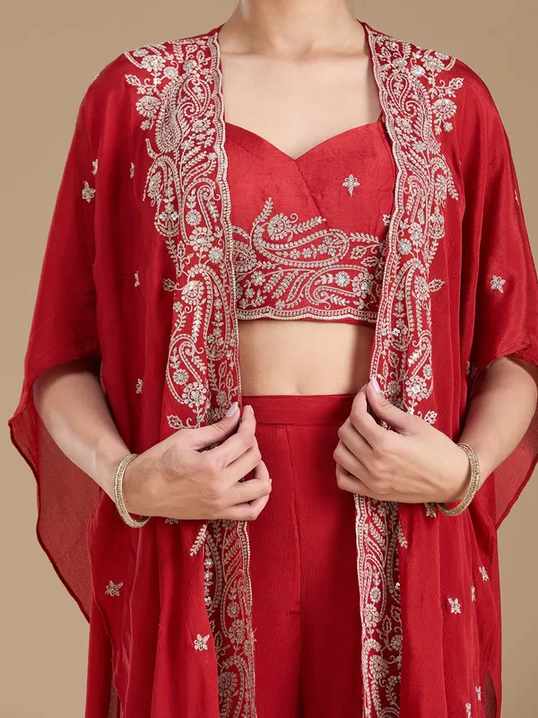 Rust_Zariwork_Gold_Chiffon_Readymade_Salwar_Suit
