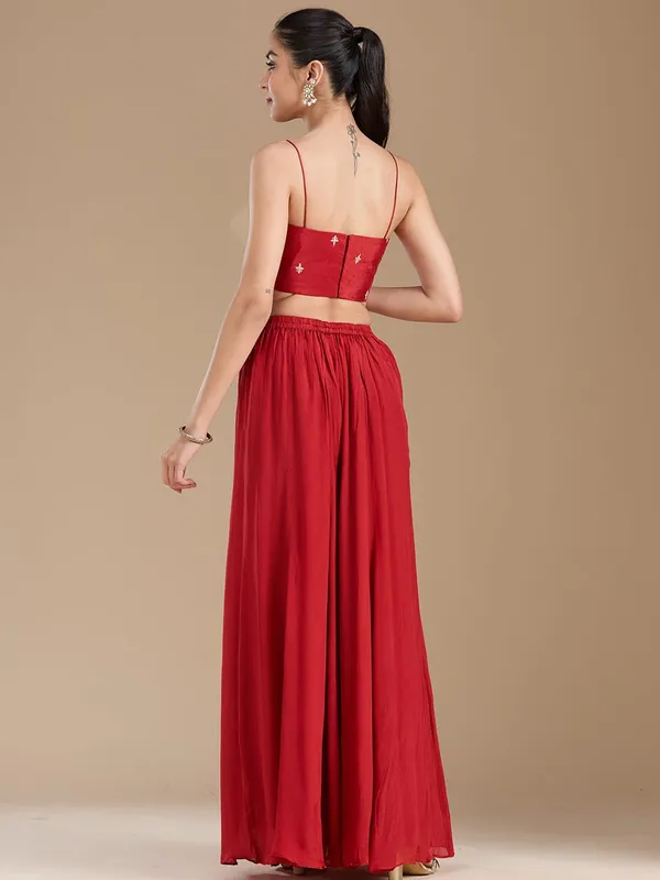 Rust_Zariwork_Gold_Chiffon_Readymade_Salwar_Suit