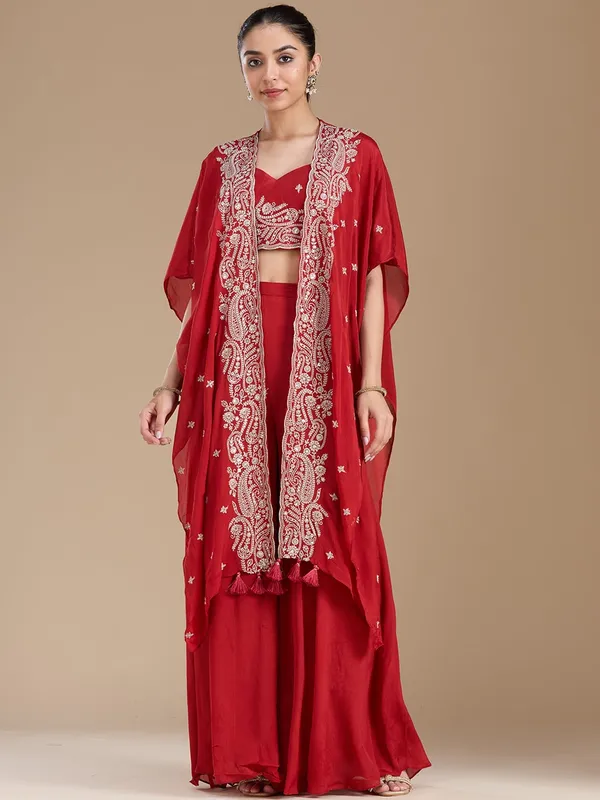 Rust_Zariwork_Gold_Chiffon_Readymade_Salwar_Suit