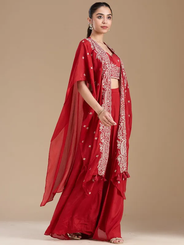 Rust_Zariwork_Gold_Chiffon_Readymade_Salwar_Suit