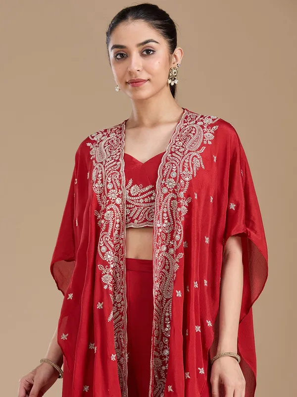Rust_Zariwork_Gold_Chiffon_Readymade_Salwar_Suit