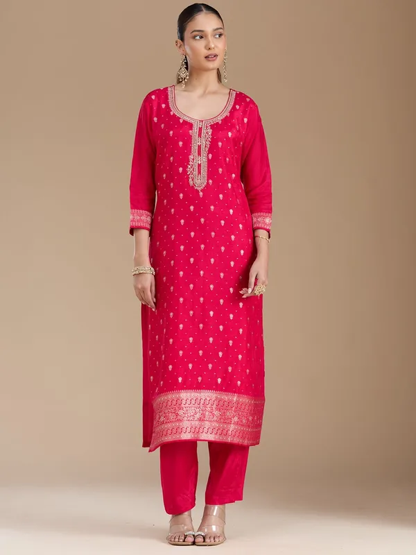 Rani_Pink_Sequins_Soft_Raw_Silk_Readymade_Salwar_Suit