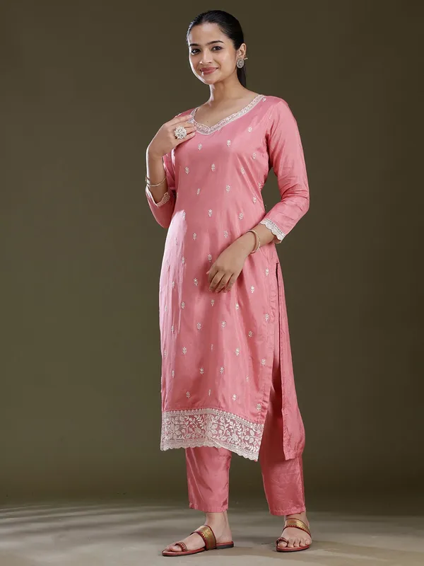 Peach_Threadwork_Dola_Silk_Readymade_Salwar_Suit