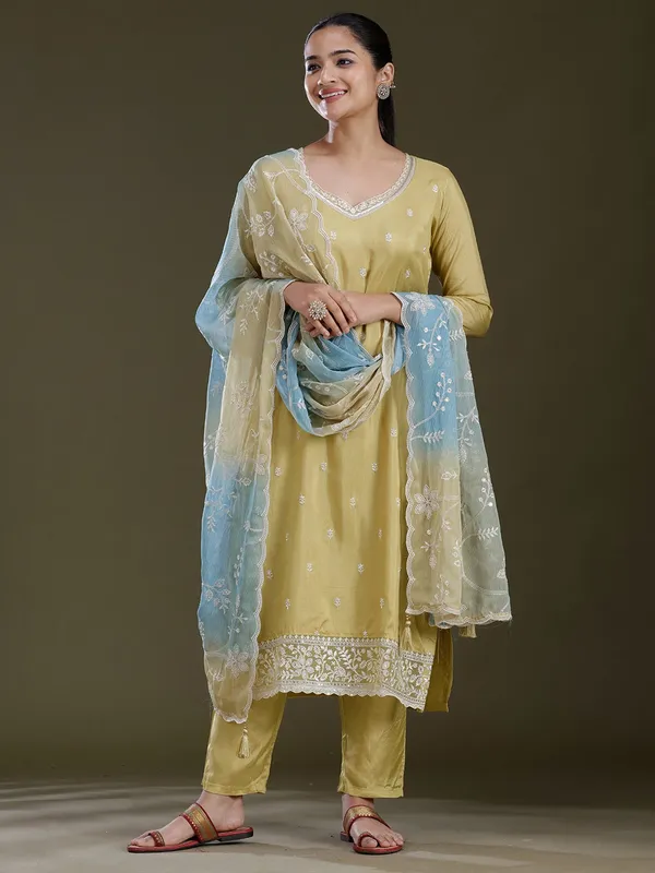 Leaf_Green_Threadwork_Dola_Silk_Readymade_Salwar_Suit