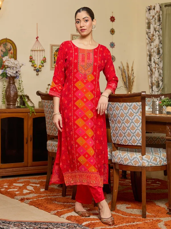 Red_Stonework_Tissue_Readymade_Salwar_Suit