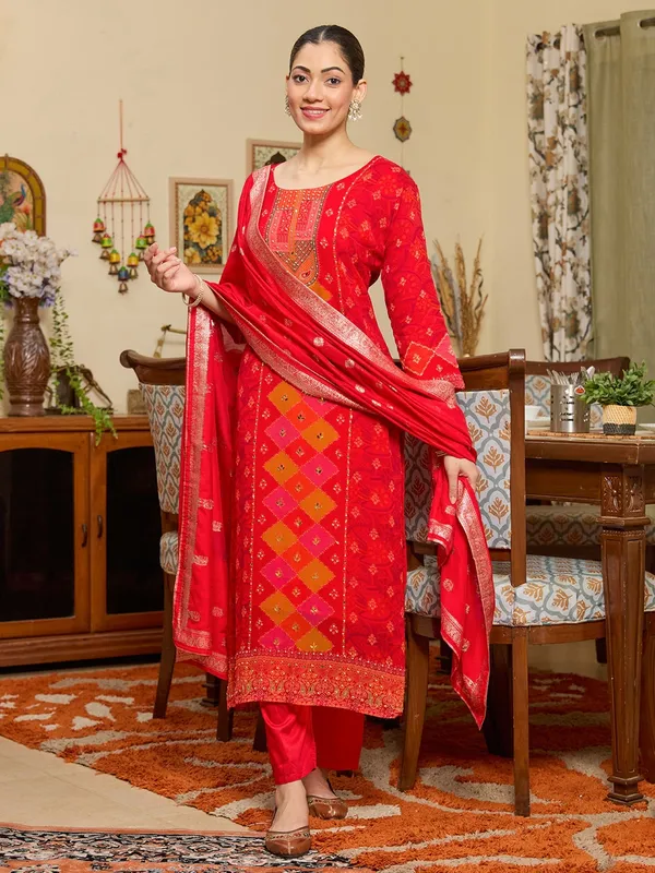 Red_Stonework_Tissue_Readymade_Salwar_Suit
