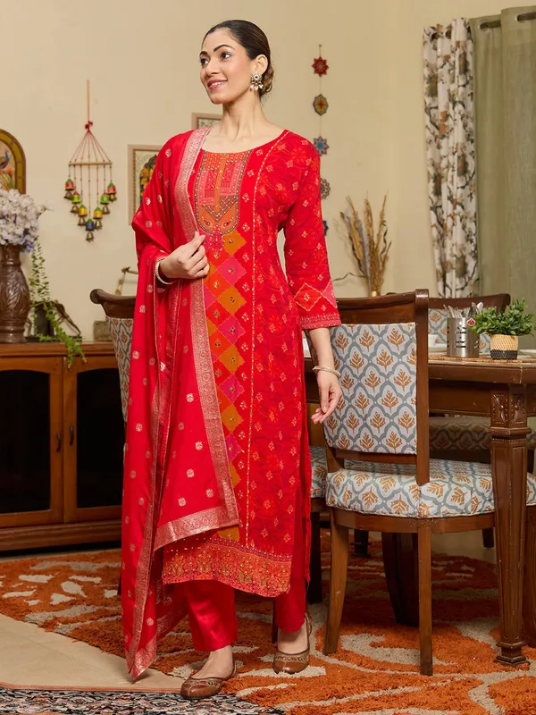 Red_Stonework_Tissue_Readymade_Salwar_Suit