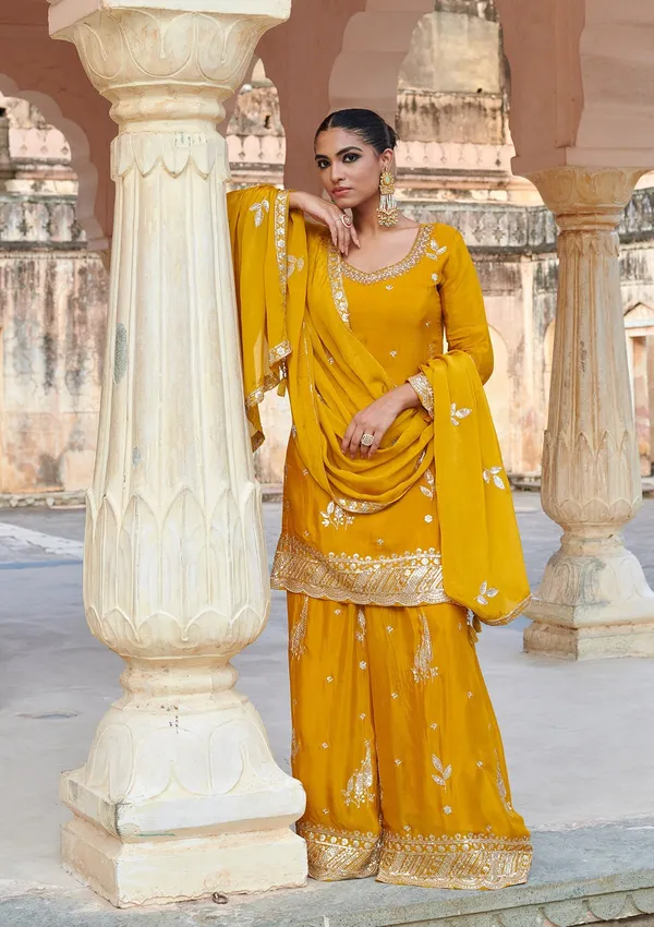 Mustard_Yellow_Zariwork_Gold_Chinon_Readymade_Salwar_Suit