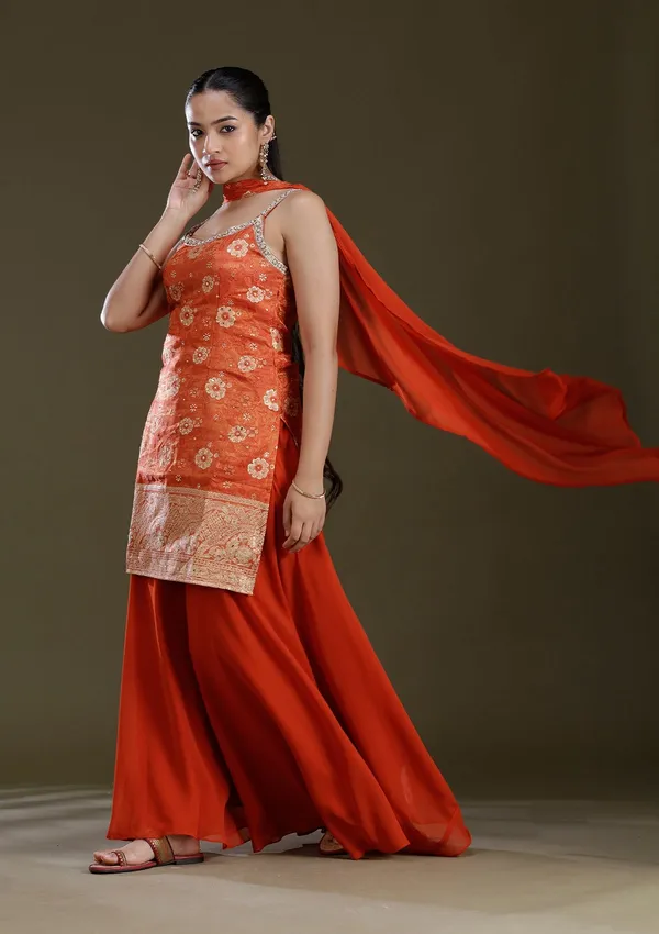 Orange_Cutdana_Brocade_Readymade_Salwar_Suit