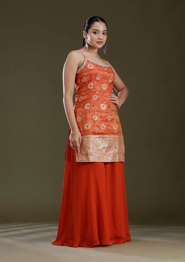 Orange_Cutdana_Brocade_Readymade_Salwar_Suit