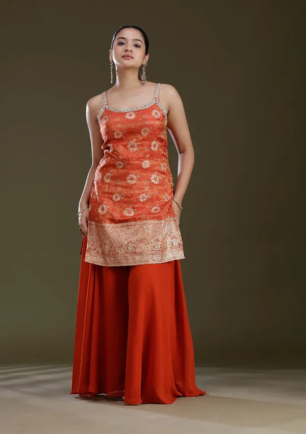 Orange_Cutdana_Brocade_Readymade_Salwar_Suit
