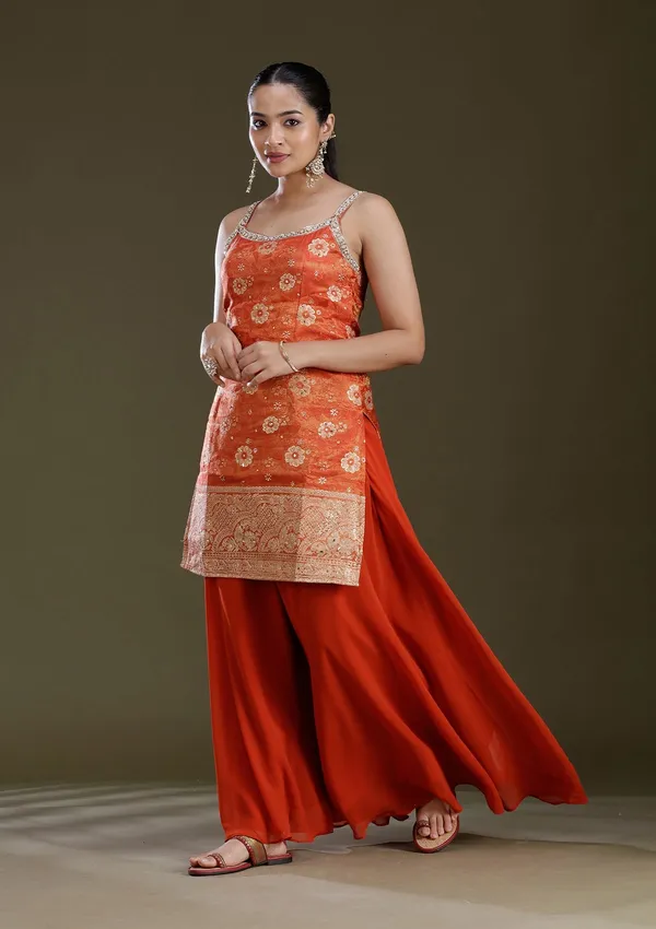 Orange_Cutdana_Brocade_Readymade_Salwar_Suit