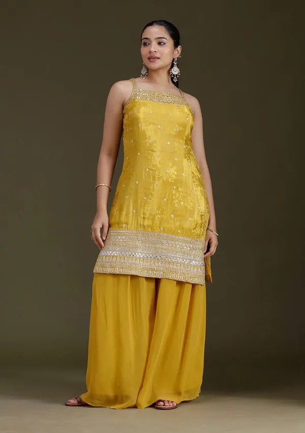 Yellow_Zariwork_Gold_Tissue_Readymade_Salwar_Suit