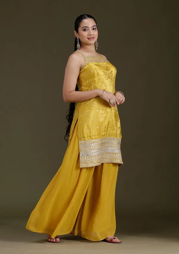 Yellow_Zariwork_Gold_Tissue_Readymade_Salwar_Suit