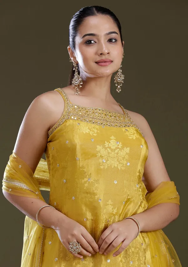 Yellow_Zariwork_Gold_Tissue_Readymade_Salwar_Suit