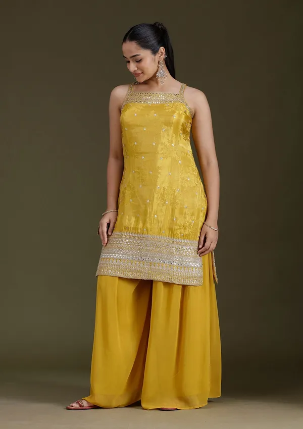 Yellow_Zariwork_Gold_Tissue_Readymade_Salwar_Suit