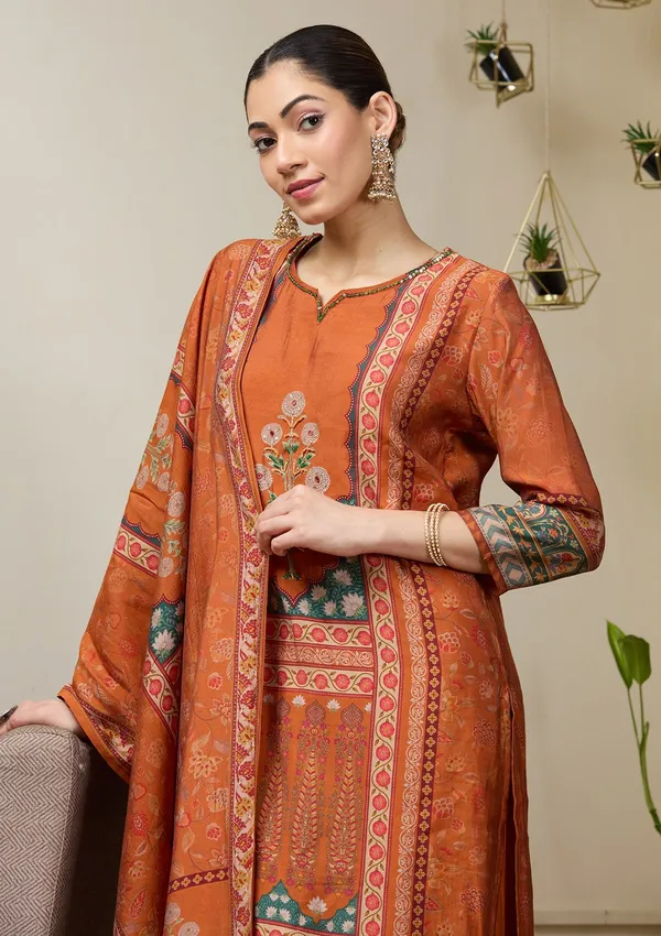 Orange_Cutdana_Satin_Readymade_Salwar_Suit