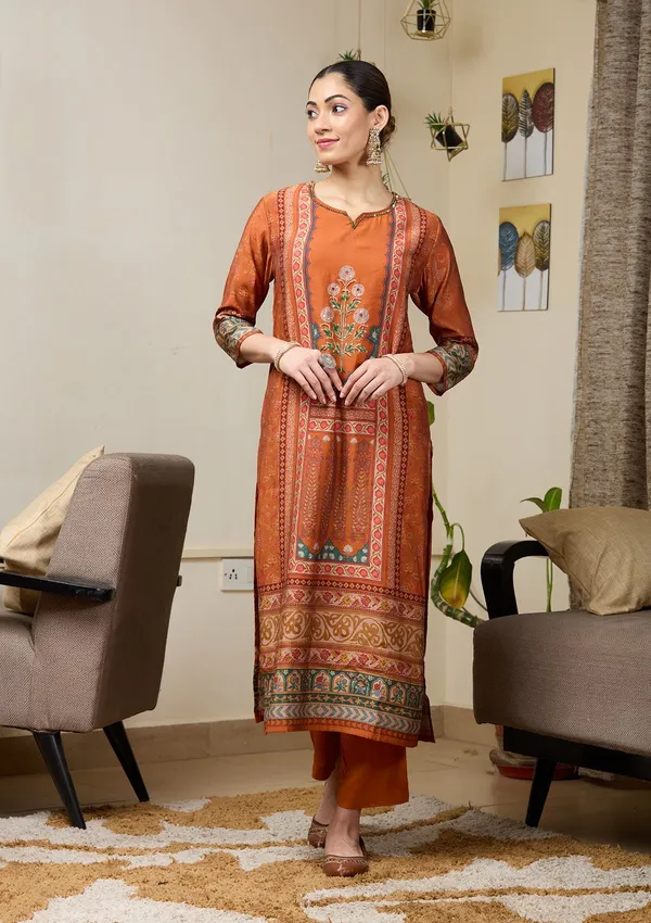 Orange_Cutdana_Satin_Readymade_Salwar_Suit