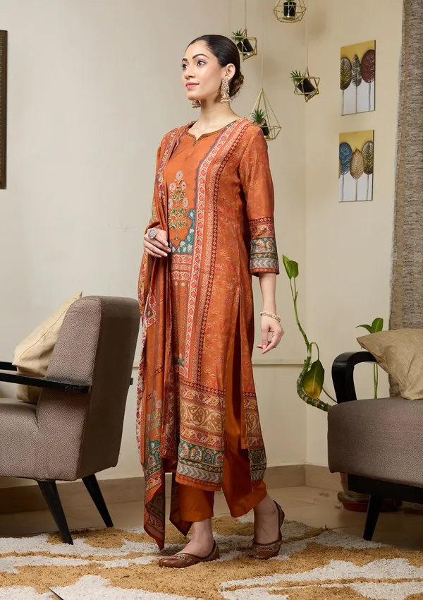 Orange_Cutdana_Satin_Readymade_Salwar_Suit