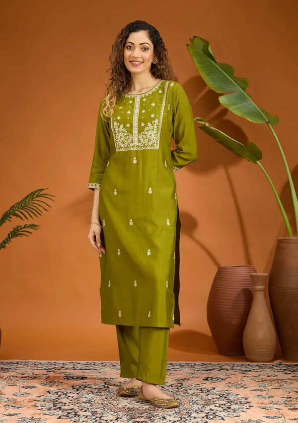 Mehandi_Green_Cutdana_Chanderi_Readymade_Salwar_Suit