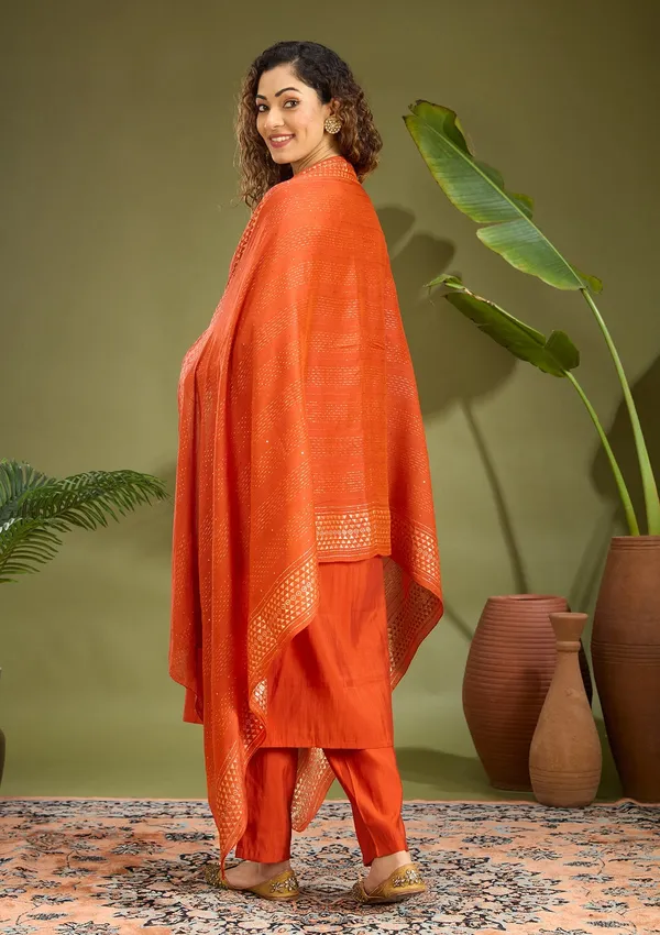 Rust_Cutdana_Chanderi_Readymade_Salwar_Suit
