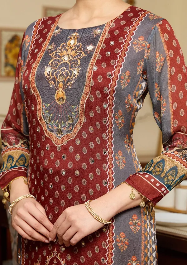 Brown_Mirrorwork_Crepe_Readymade_Salwar_Suit