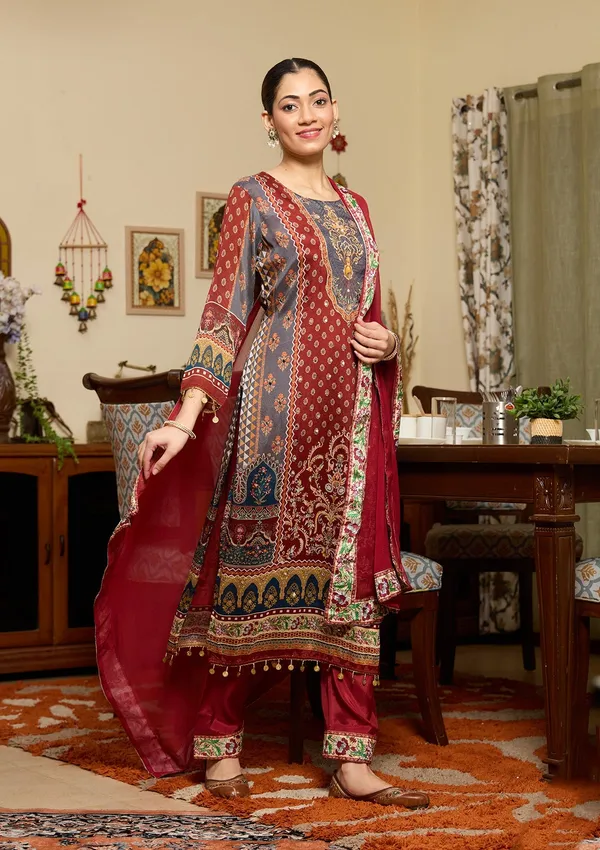 Brown_Mirrorwork_Crepe_Readymade_Salwar_Suit