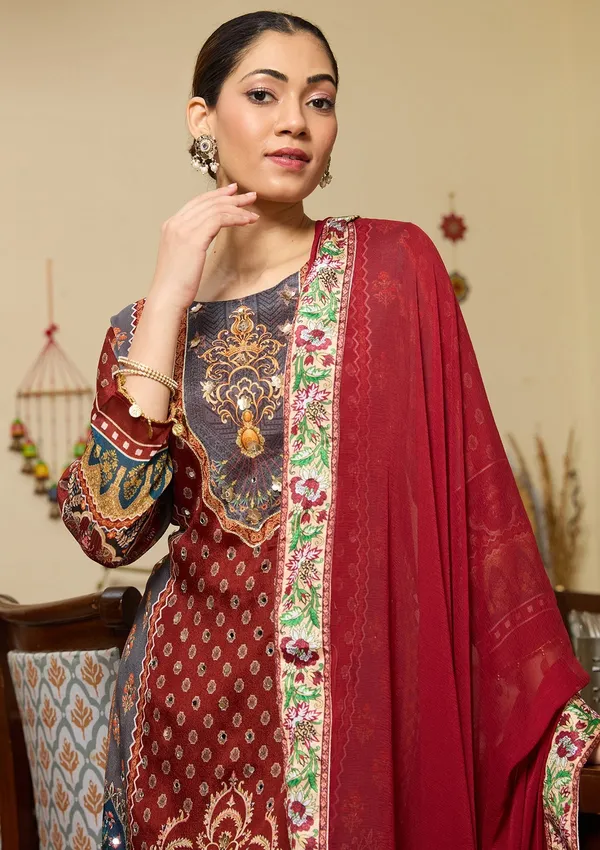 Brown_Mirrorwork_Crepe_Readymade_Salwar_Suit