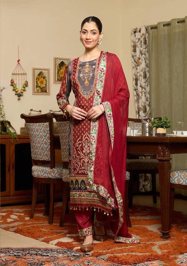 Brown_Mirrorwork_Crepe_Readymade_Salwar_Suit