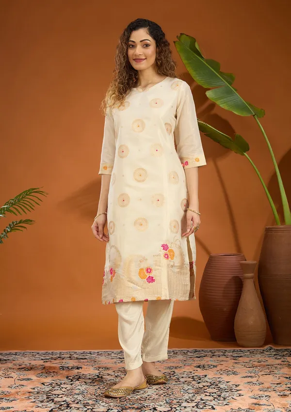 Beige_No_Work_Plain_Brocade_Readymade_Salwar_Suit