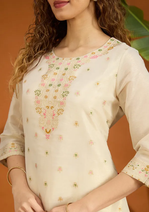 Beige_No_Work_Plain_Brocade_Readymade_Salwar_Suit