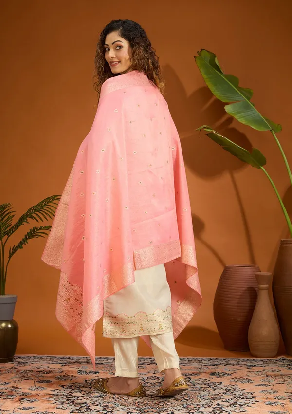 Beige_No_Work_Plain_Brocade_Readymade_Salwar_Suit