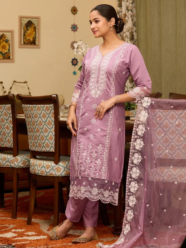 Mauve_Threadwork_Chanderi_Readymade_Salwar_Suit