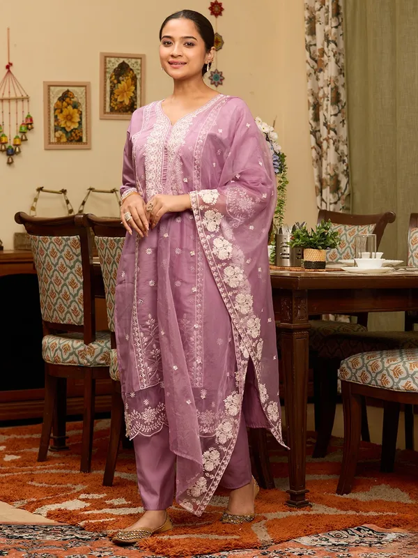Mauve_Threadwork_Chanderi_Readymade_Salwar_Suit