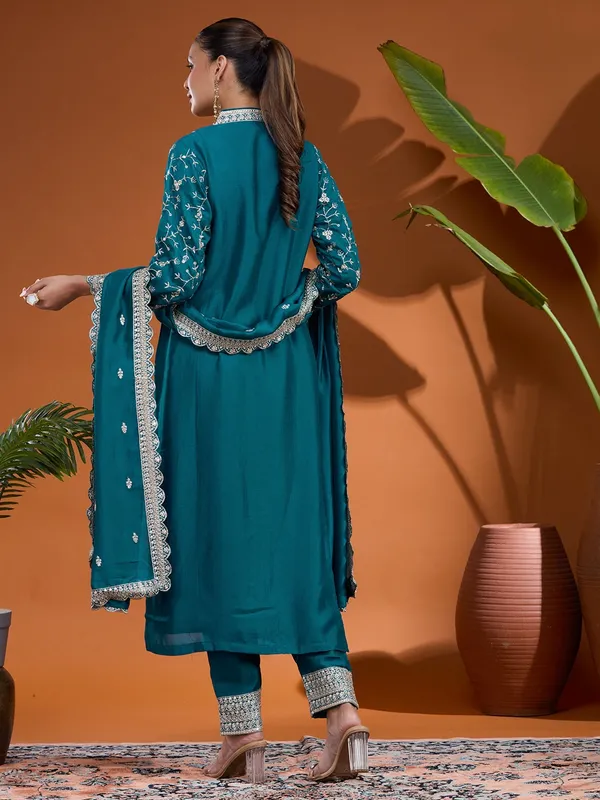 Blue_Zariwork_Gold_Soft_Raw_Silk_Readymade_Salwar_Suit