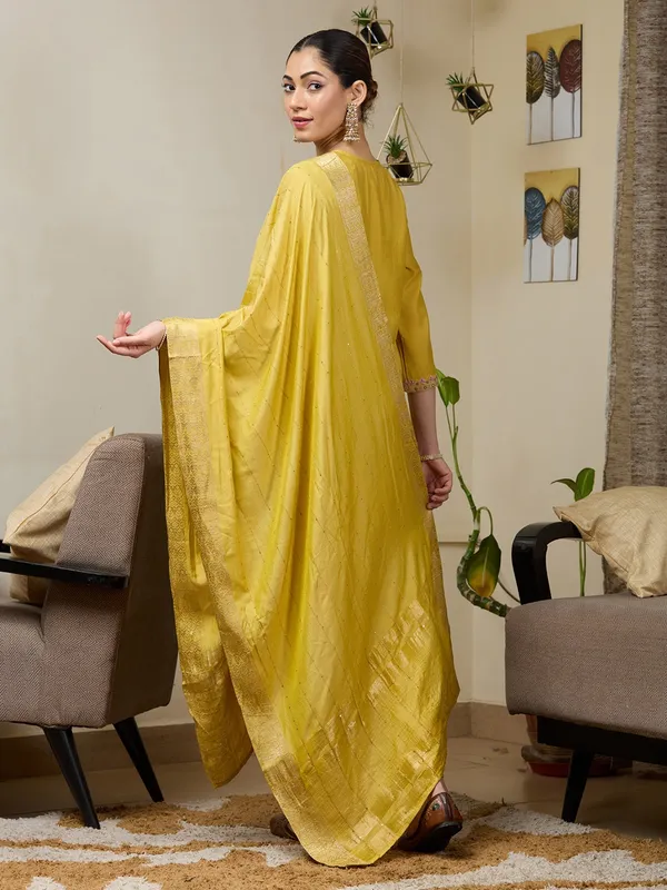 Mustard_Yellow_Threadwork_Soft_Raw_Silk_Readymade_Salwar_Suit