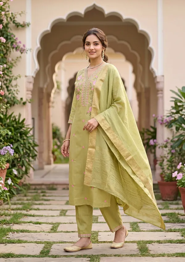 Pista_Green_Threadwork_Soft_Raw_Silk_Readymade_Salwar_Suit