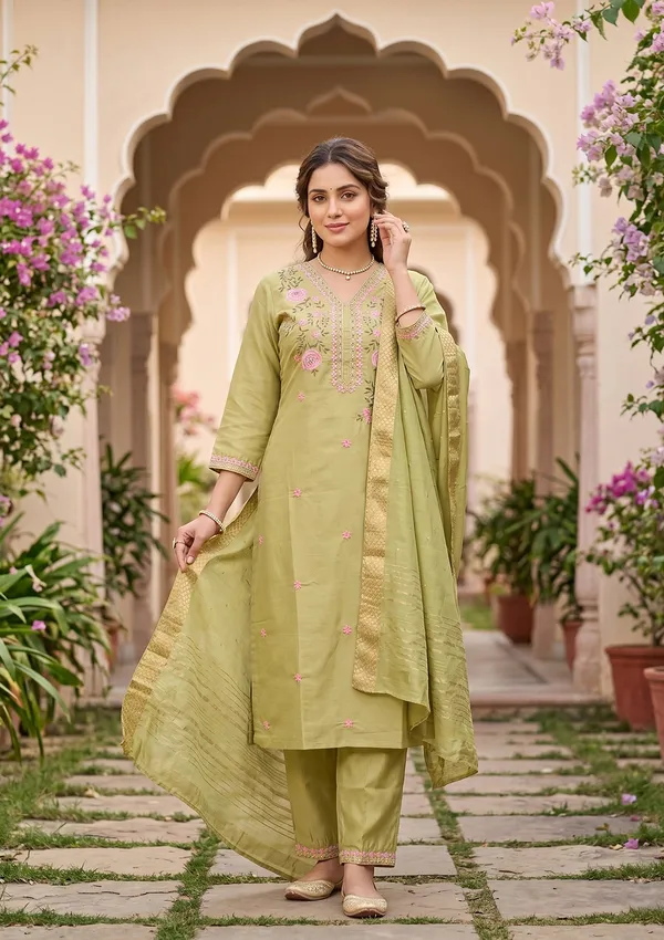 Pista_Green_Threadwork_Soft_Raw_Silk_Readymade_Salwar_Suit