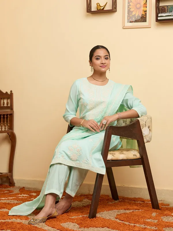 Blue_Threadwork_Chanderi_Readymade_Salwar_Suit