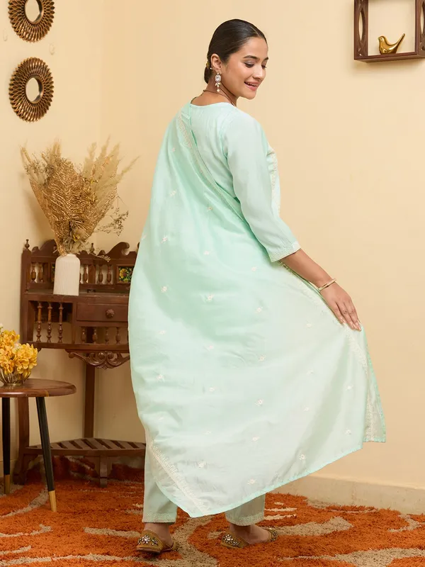 Blue_Threadwork_Chanderi_Readymade_Salwar_Suit