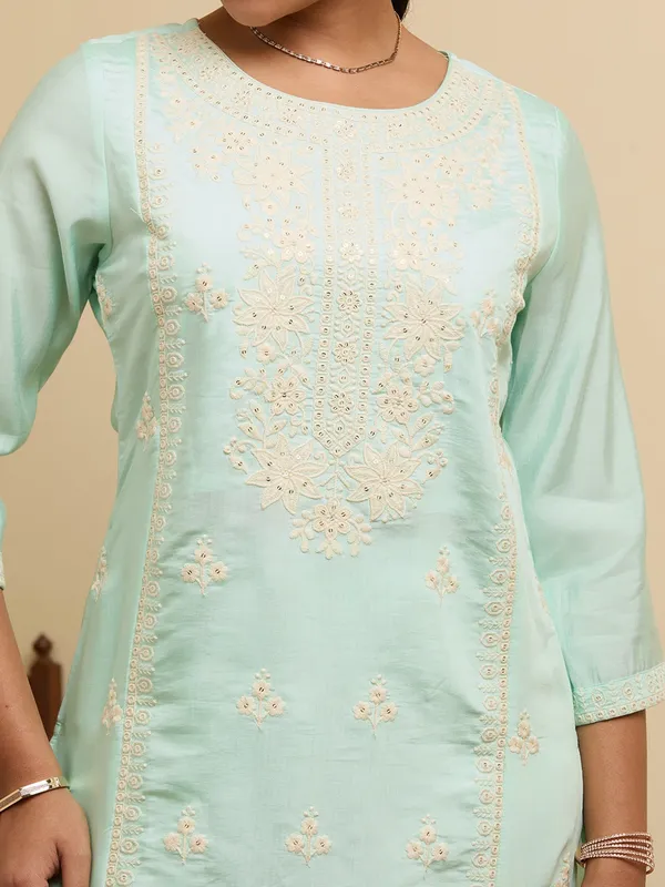 Blue_Threadwork_Chanderi_Readymade_Salwar_Suit