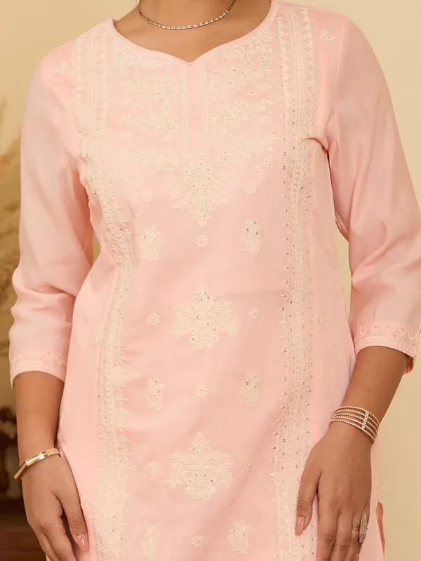 Peach_Threadwork_Chanderi_Readymade_Salwar_Suit