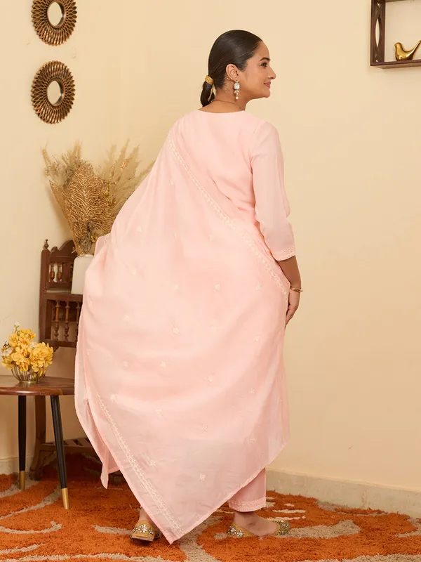 Peach_Threadwork_Chanderi_Readymade_Salwar_Suit