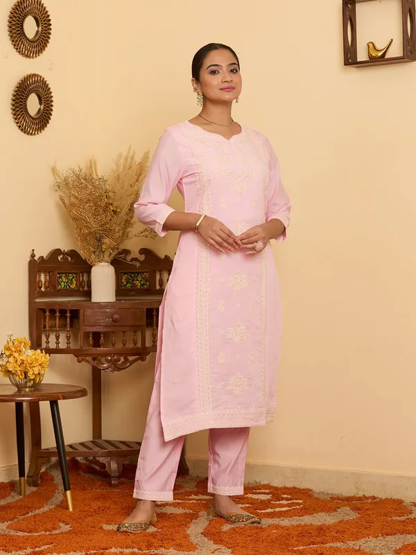 Pink_Threadwork_Chanderi_Readymade_Salwar_Suit