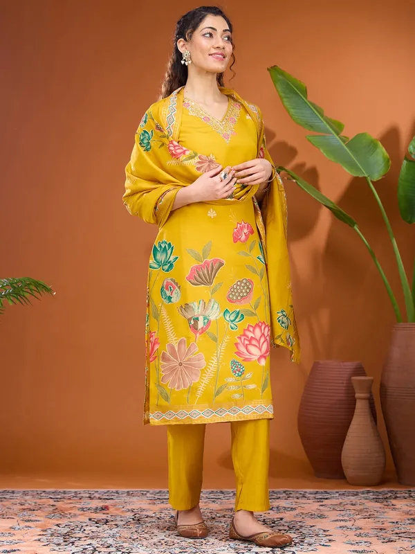 Mustard_Yellow_Threadwork_Soft_Raw_Silk_Readymade_Salwar_Suit