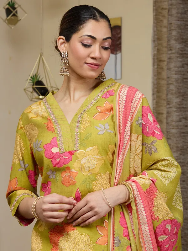 Pista_Green_Cording_Soft_Raw_Silk_Readymade_Salwar_Suit